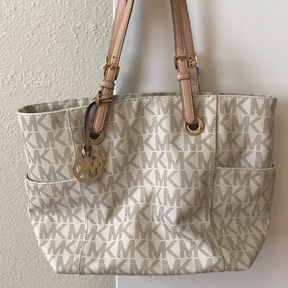 Michael Kors white logo tote